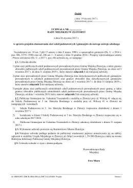 w sprawie projektu dostosowania sieci szkół podstawowych i