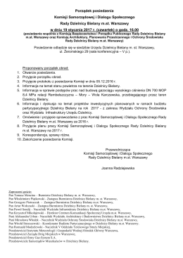 Porządek posiedzenia Komisji Samorządowej i Dialogu Społecznego