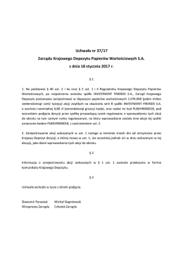 Uchwała nr 37/17 Zarządu Krajowego Depozytu Papierów