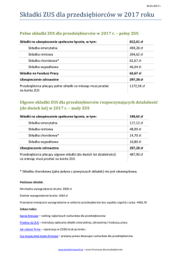 Składki ZUS dla przedsiębiorco ww 2017 roku