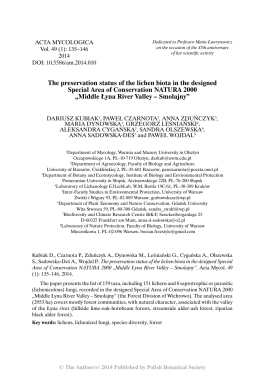 The preservation status of the lichen biota in the designed Special