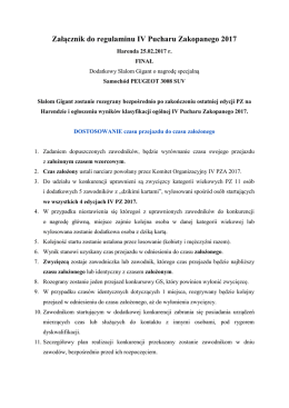 Załącznik do regulaminu IV Pucharu Zakopanego 2017