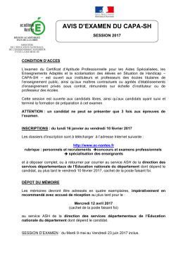 AVIS D`EXAMEN DU CAPA-SH
