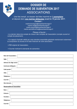 dossier de demande de subvention 2017