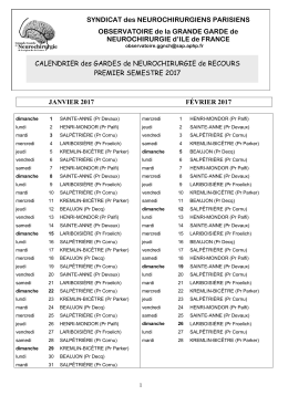 Calendrier des gardes de neurochirurgie de recours