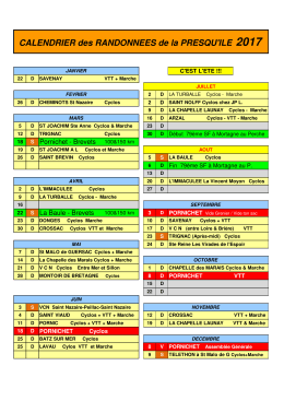 CALENDRIER des RANDONNEES de la PRESQU`ILE