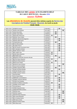 TABLEAU DES ADMIS AUX EXAMENS DELF