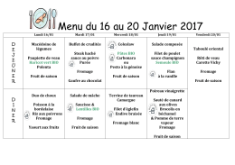 Le menu de la semaine