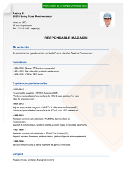 Recrutement CV RESPONSABLE MAGASIN