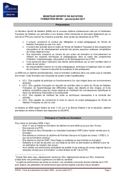 Formation Moniteur Sportif - F&eacute;d&eacute;ration Fran&ccedil;aise de Natation