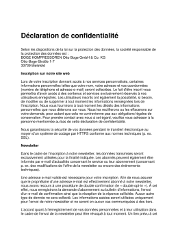 Déclaration de confidentialité