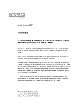 20170116 Communiqu&eacute; Groupe CANAL