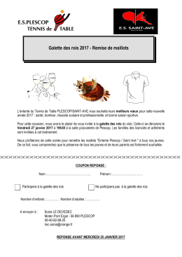 Feuille d`incription - ES Plescop Tennis de Table