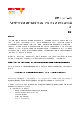 Offre de poste Commercial professionnels PME-TPE et