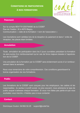 Conditions de participation &agrave; nos formations
