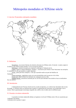 Métropoles mondiales et XIXème siècle