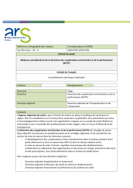 Poste médecin conseil de la direction des coopérations