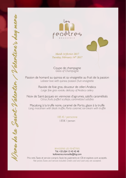 Découvrez le menu Saint-Valentin de la