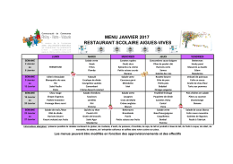 MENU JANVIER 2017 RESTAURANT SCOLAIRE AIGUES