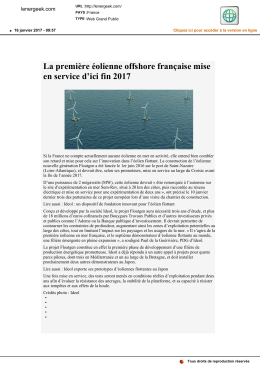 La première éolienne offshore française mise en service d`ici fin 2017