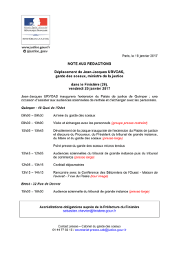 NOTE AUX REDACTIONS D&eacute;placement de Jean