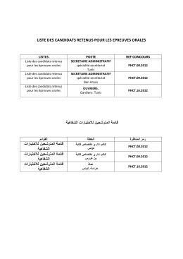 LISTE DES CANDIDATS RETENUS POUR LES EPREUVES