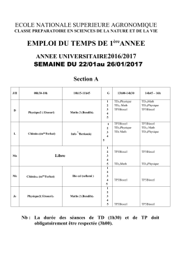 emploi du temps de 1 annee