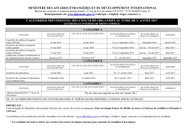 Calendrier des concours organisés au titre de l`année 2017