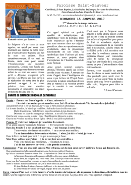 Feuille paroissiale dimanche 15 janvier 2017