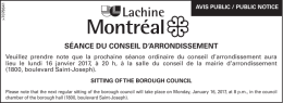 Prochaine séance du conseil d`arrondissement