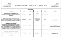 AGENDA DU WEEK-END du 13 au 15 janvier 2017