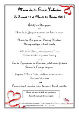 Menu de la Saint Valentin