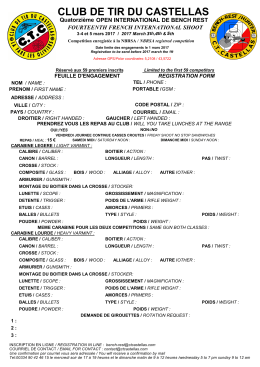 Fiche d`inscription &agrave; l`international Bench