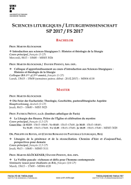 sciences liturgiques / liturgiewissenschaft sp 2017 / fs 2017 bachelor