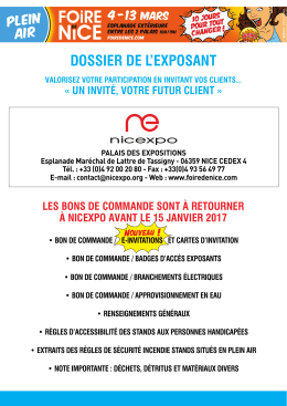 Dossier de l`Exposant