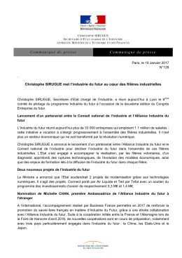 Christophe Sirugue met l`industrie du futur au c&oelig;ur des fili&egrave;res
