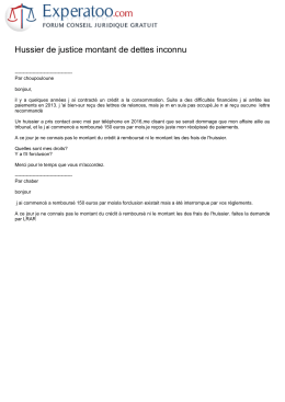 Hussier de justice montant de dettes inconnu