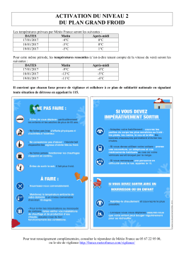 ACTIVATION DU NIVEAU 2 DU PLAN GRAND FROID