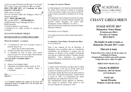 Voir le prospectus - Acad&eacute;mie de chant gr&eacute;gorien