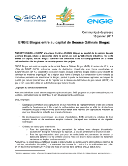 ENGIE Biogaz entre au capital de Beauce Gâtinais