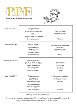 Les menus sont toujours susceptibles d`être modifiés en fonction du