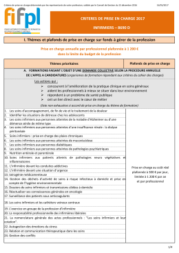 CRITERES DE PRISE EN CHARGE 2017 INFIRMIERS