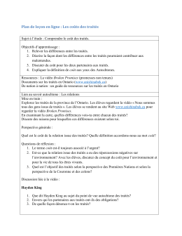 Plan de leçon en ligne : Les coûts des traités