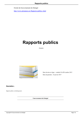 Rapports publics - Gouvernement du Sénégal