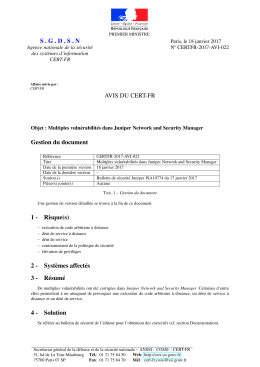 SGDSN AVIS DU CERT-FR Gestion du document 1 - Certa