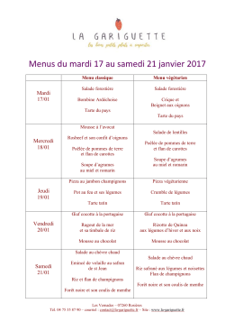 Télécharger le menu de la semaine