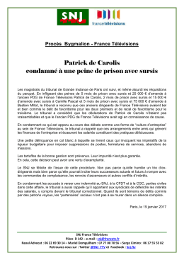 Patrick de Carolis condamn&eacute; &agrave; une peine de prison avec sursis