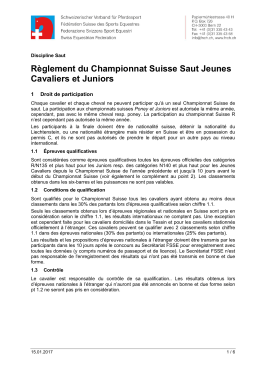 R&egrave;glement du Championnat Suisse Saut Jeunes Cavaliers et Juniors