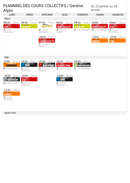 PLANNING DES COURS COLLECTIFS / Genève Alpes