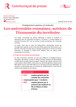 Les universités rennaises, actrices de l`économie du territoire